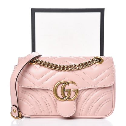 Gucci Calfskin Matelasse Mini GG Marmont Shoulder Bag Perfect Pink 8 of 8