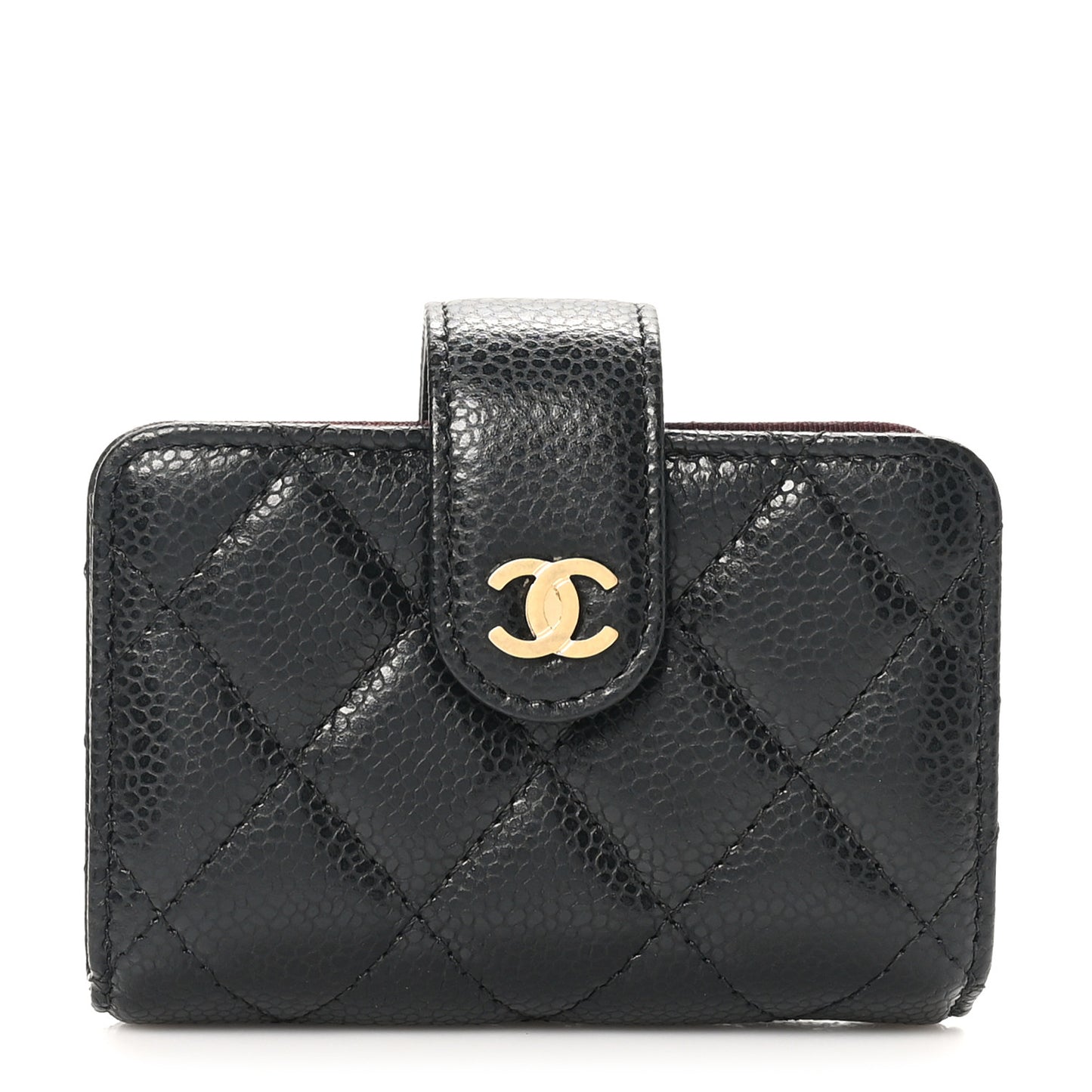 Caviar Quilted Gusseted Card Holder Black