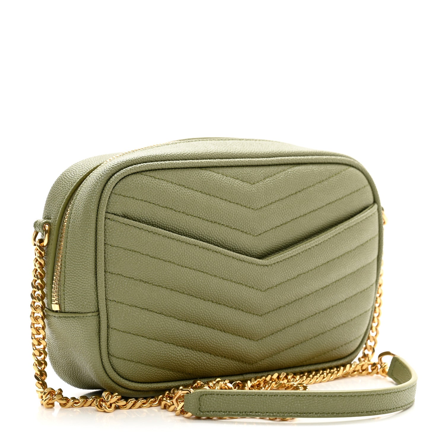Saint Laurent Grain De Poudre Matelasse Monogram Mini Lou Camera Bag Light Sage 3 of 10