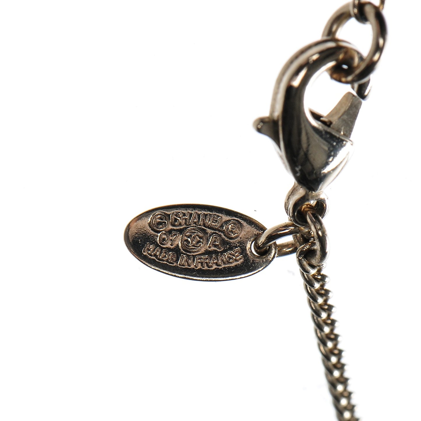 Enamel Pearl Crystal CC Clover Charm Necklace Black Gold