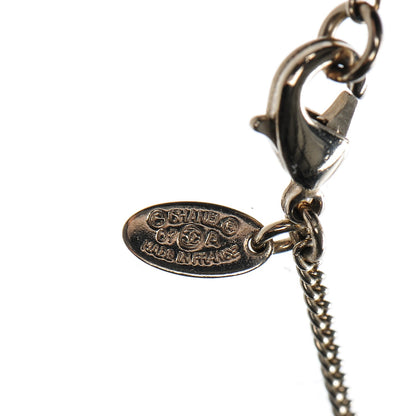 Chanel Enamel Pearl Crystal CC Clover Charm Necklace Black Gold 5 of 6