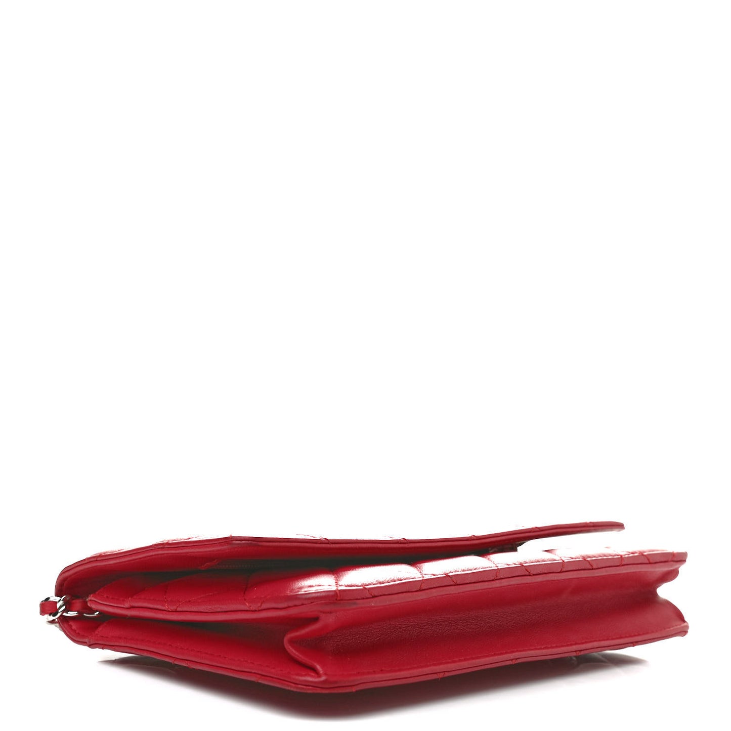 Lambskin Quilted Wallet On Chain WOC Red