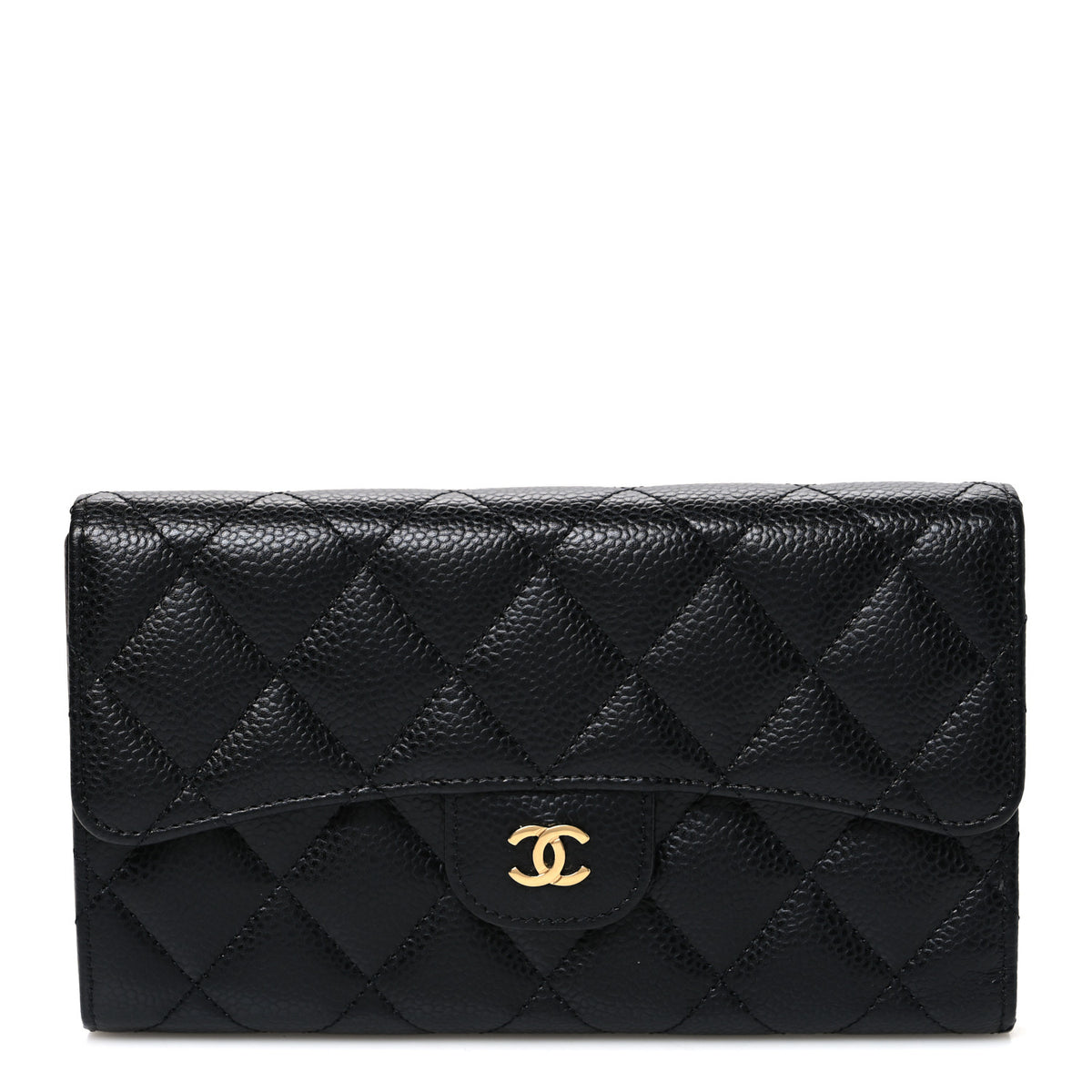 Chanel Caviar Quilted Long Flap Wallet Black 1 of 8