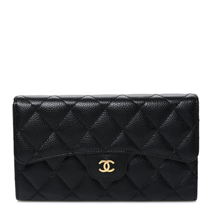 Chanel Caviar Quilted Long Flap Wallet Black 1 of 8