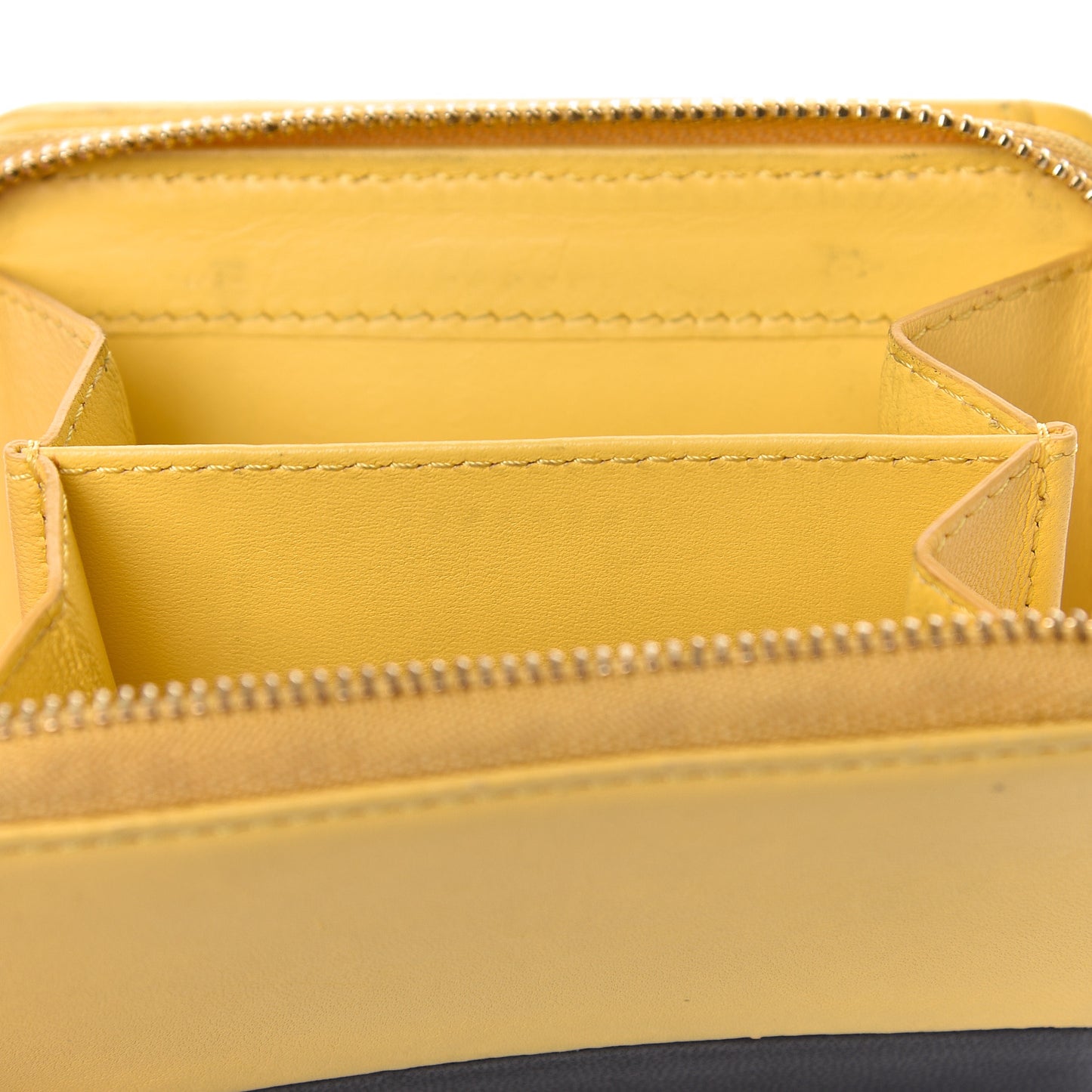 Lambskin Compact Wallet Sun Yellow Black