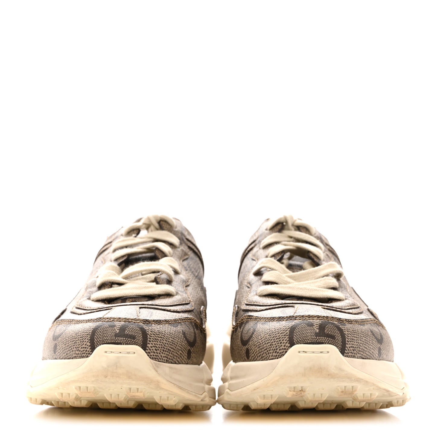 Maxi GG Supreme Monogram Gucci 100 Womens Rhyton Sneakers 37 Beige Ebony