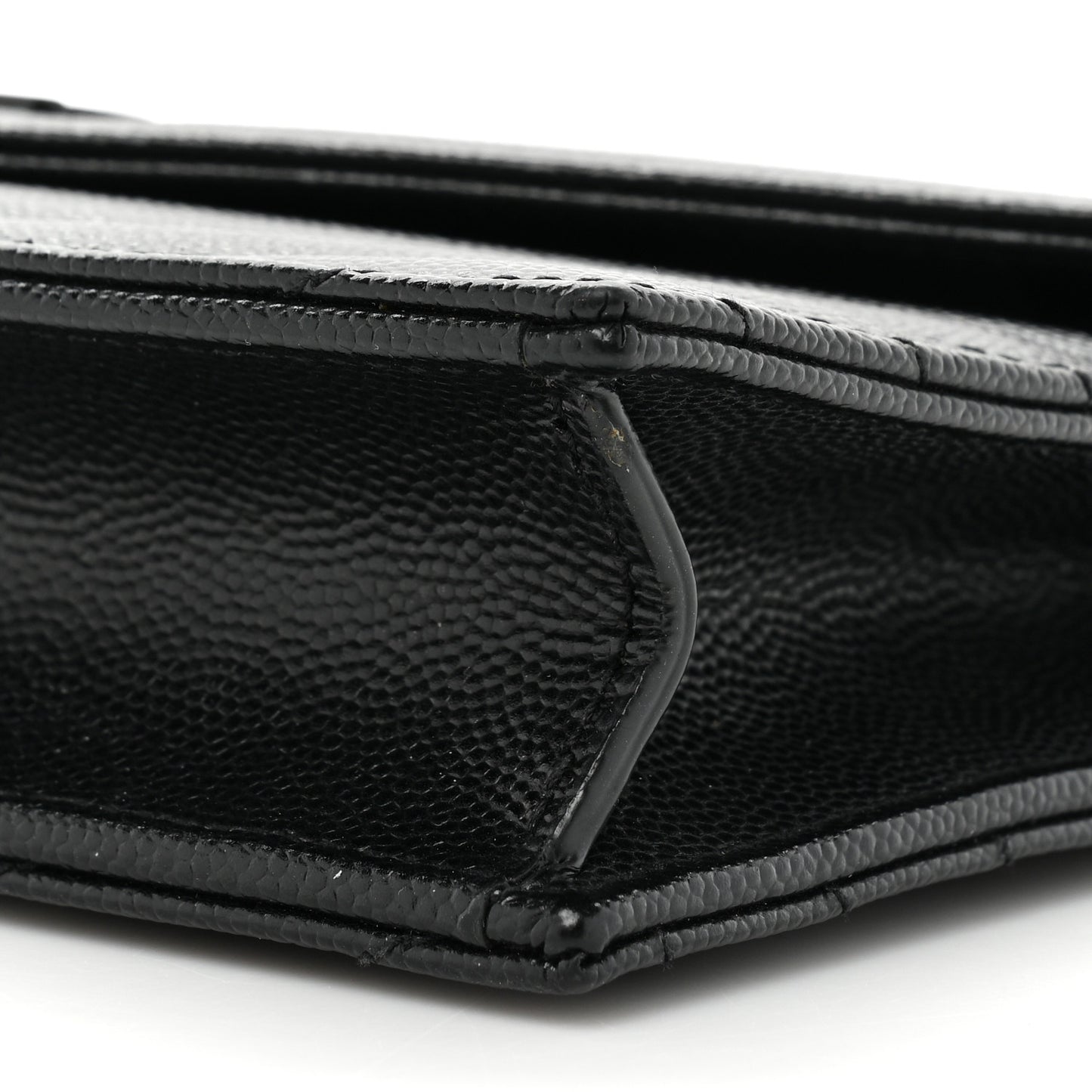 Grain De Poudre Matelasse Chevron Monogram Monochrome Envelope Chain Wallet Black
