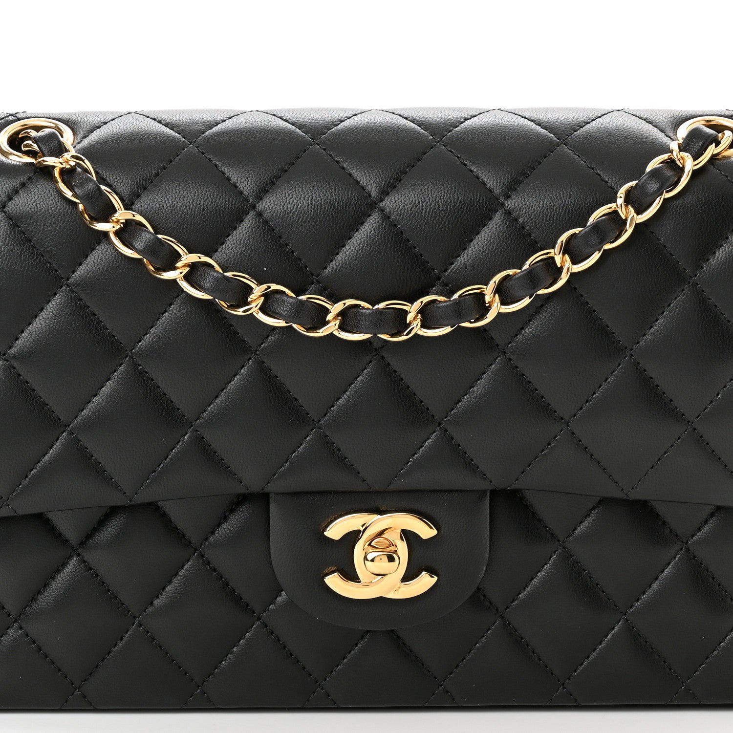 Chanel Lambskin Quilted Medium Double Flap Black 8 of 11