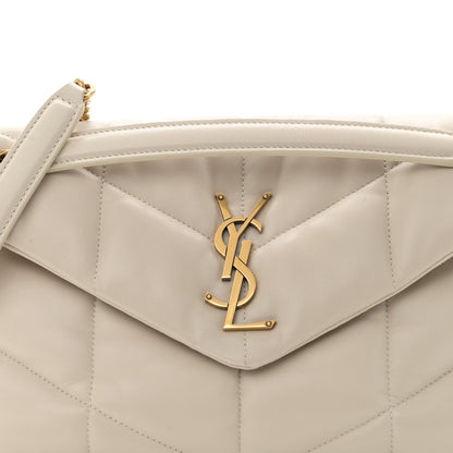 Saint Laurent Lambskin Quilted Small Loulou Puffer Monogram Chain Satchel Blanc Vintage 9 of 11