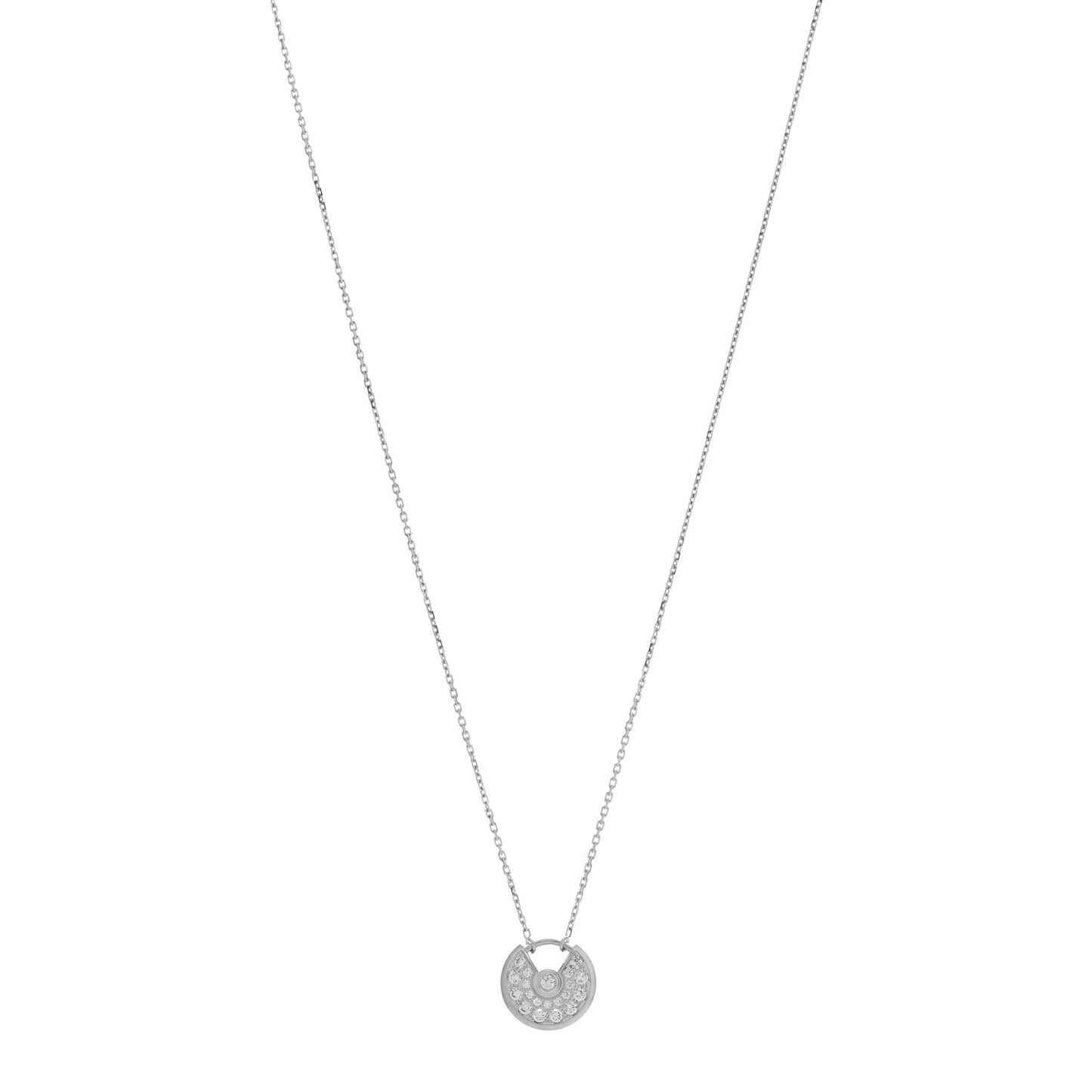 18K White Gold Diamond XS Amulette de Cartier Pendant Necklace