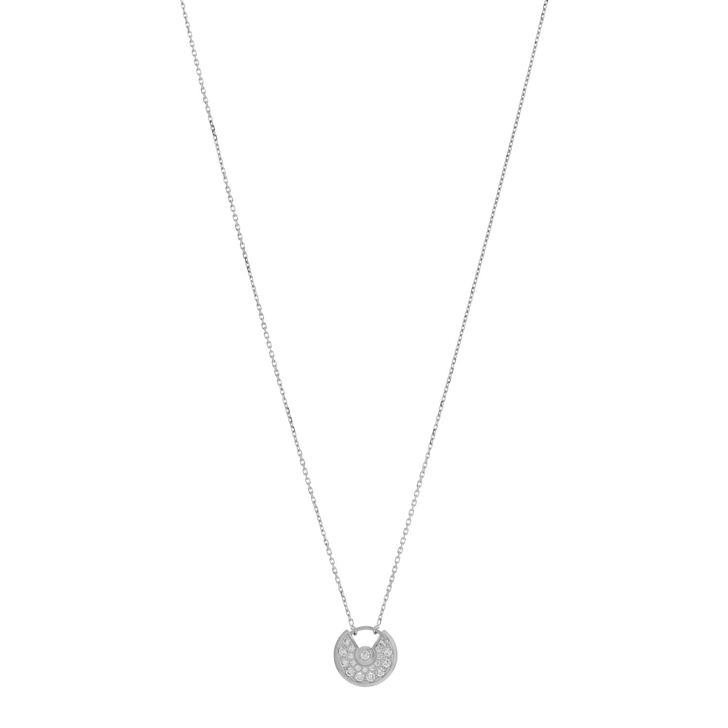 Cartier 18K White Gold Diamond XS Amulette de Cartier Pendant Necklace 1 of 4