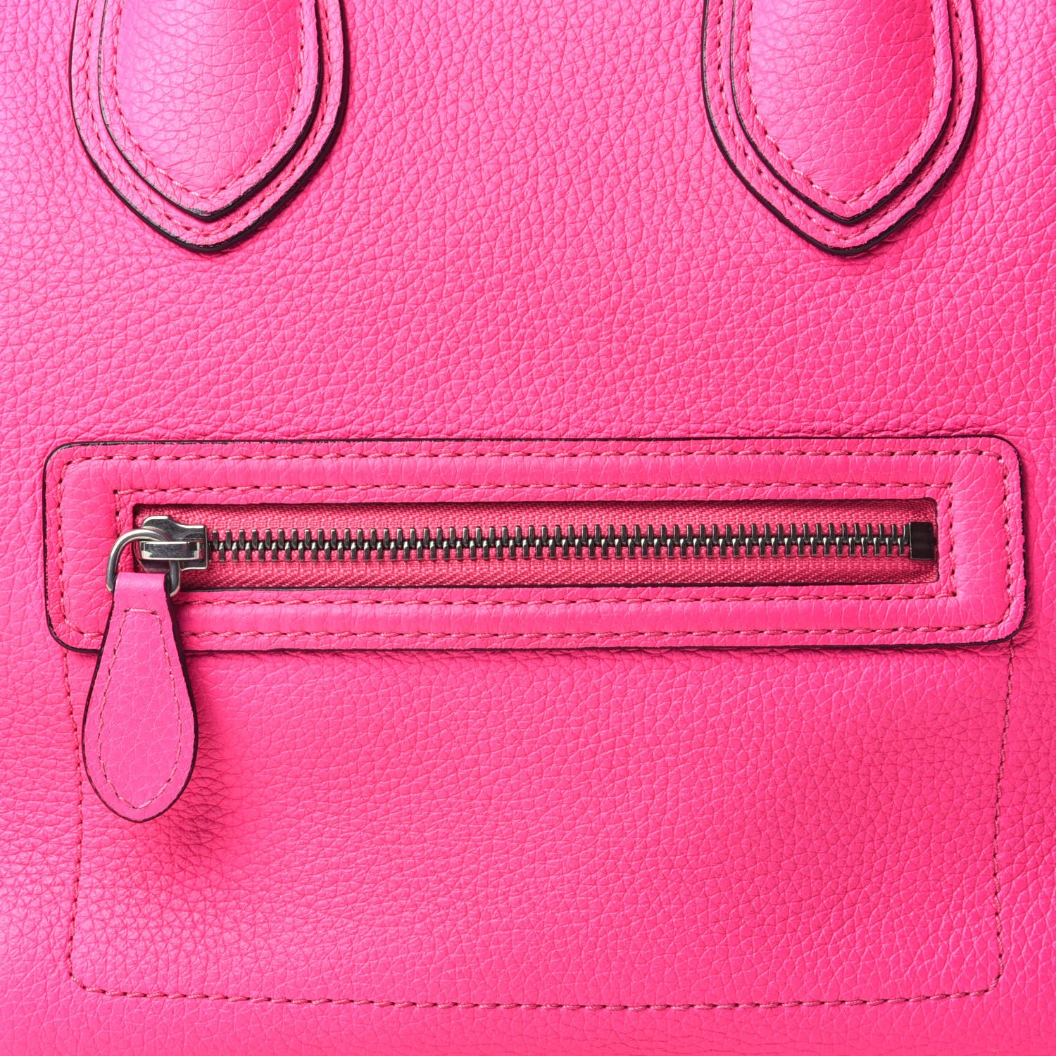Celine Drummed Calfskin Mini Luggage Fluo Pink 8 of 10