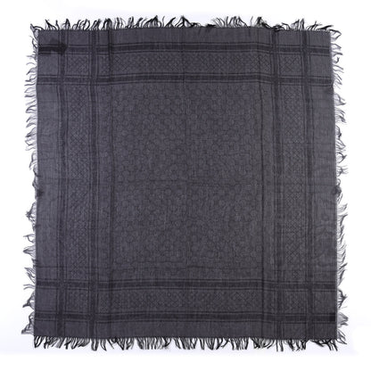 Gucci Wool Silk GG Monogram Diamante Plaid Surviee Shawl Graphite Black 2 of 8