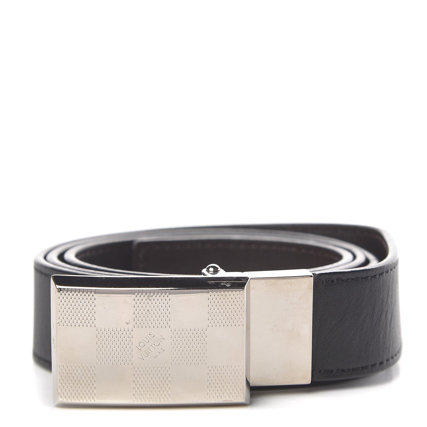 Louis Vuitton Calfskin 30mm Reversible Belt 90 36 Black Dark Brown 1 of 9