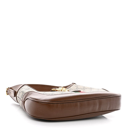 Gucci GG Supreme Monogram Azalea Calfskin Web Small Jackie 1961 Hobo Beige Ebony Brown Sugar 4 of 10