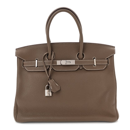 Hermes Taurillon Clemence Birkin 35 Etoupe 1 of 11