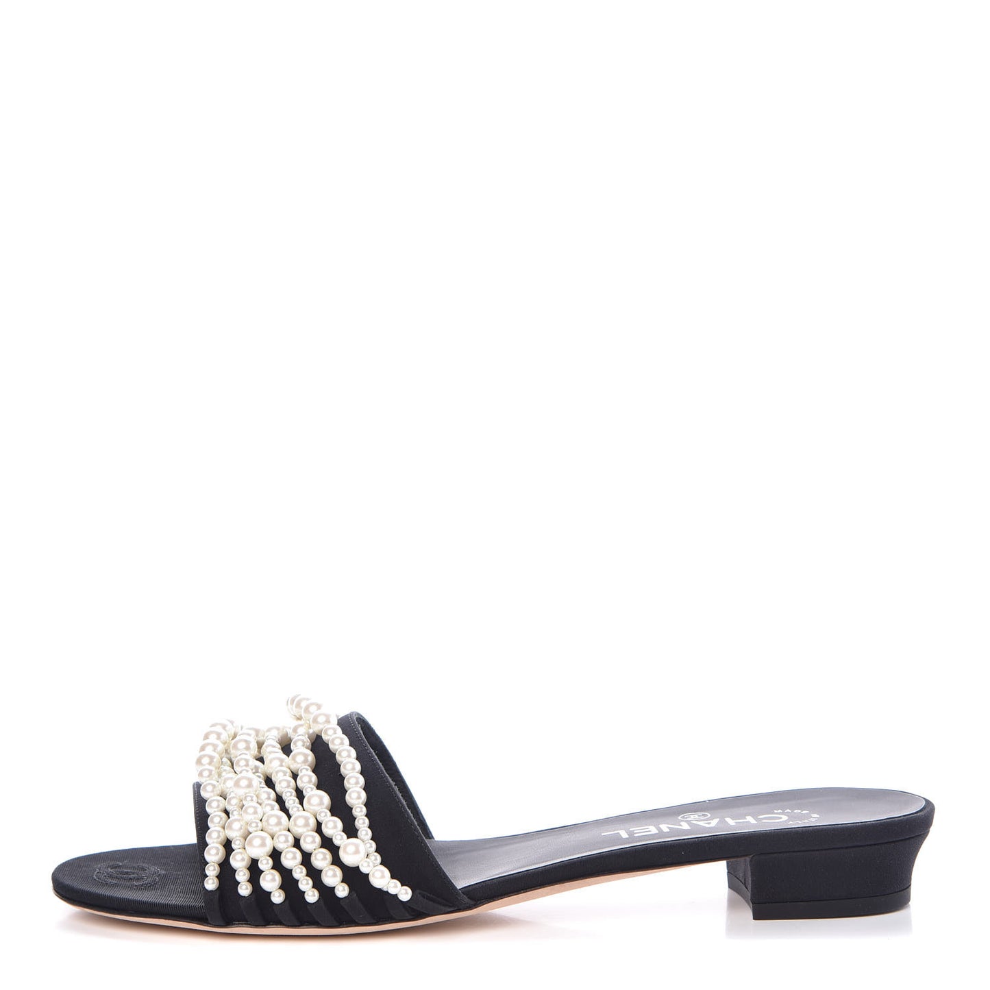 Felt Pearl Flat Sandals 41 Black