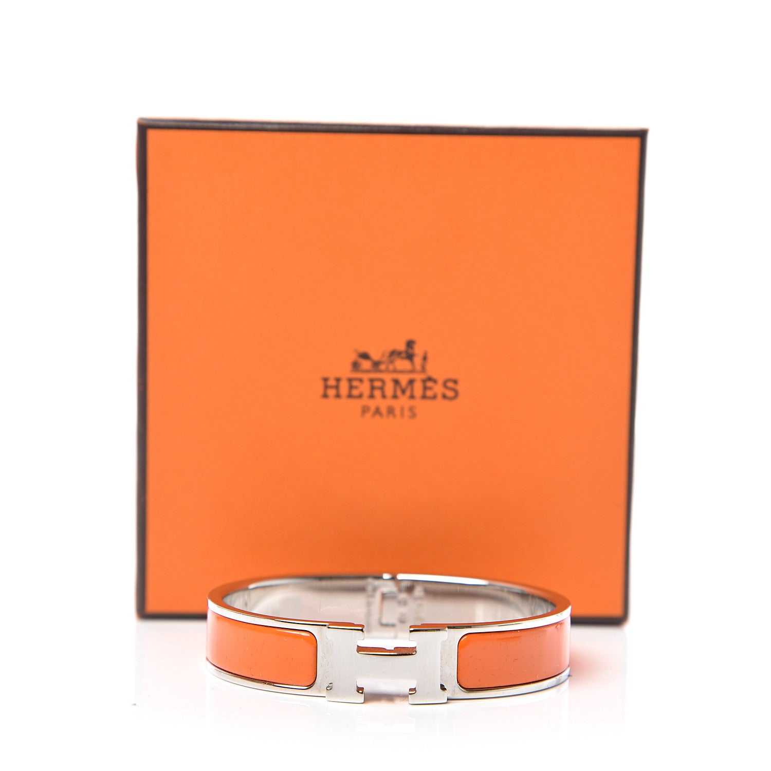 Hermes Enamel Narrow Clic Clac H Bracelet PM Orange 4 of 4