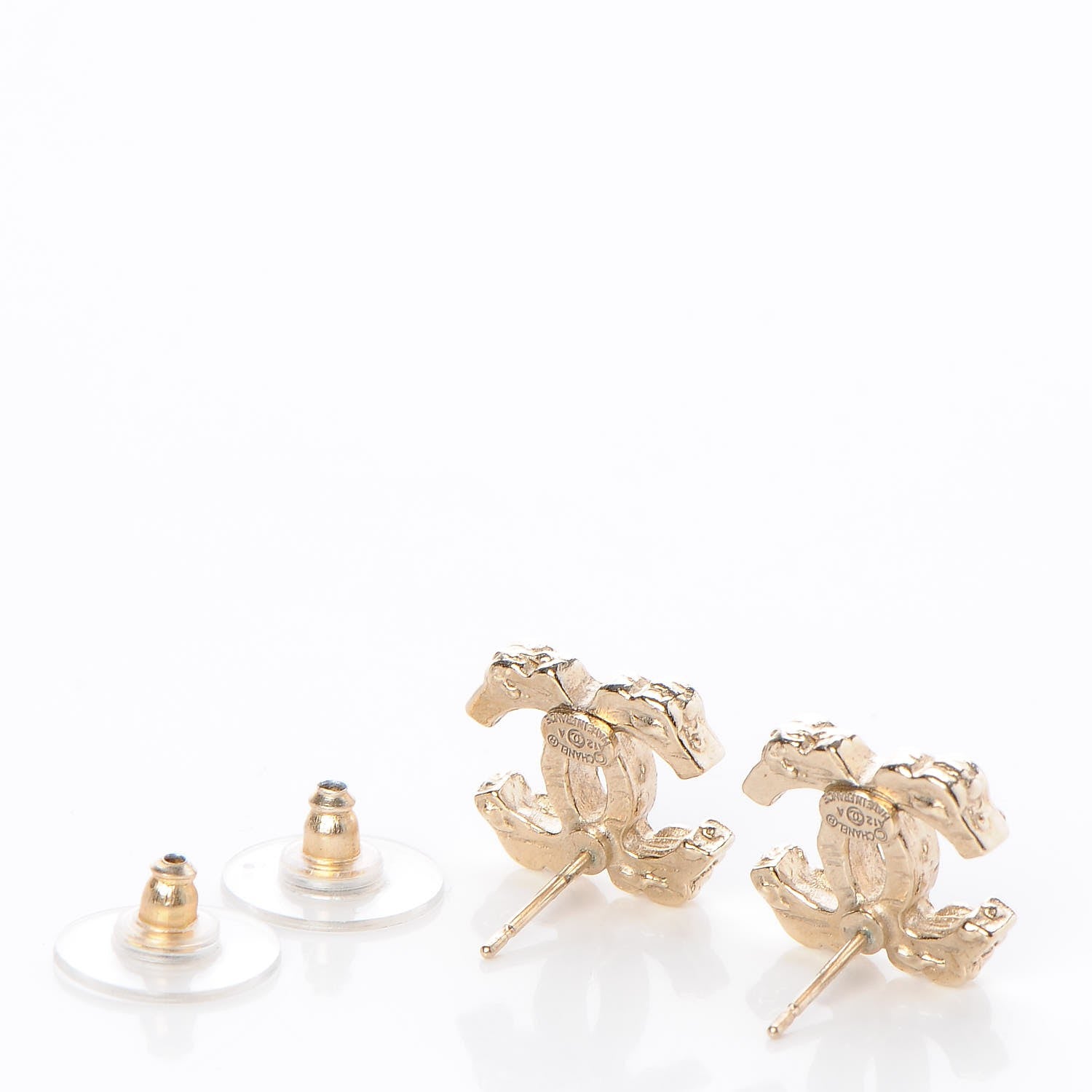 Chanel Crystal Poured Glass CC Earrings Gold 3 of 5
