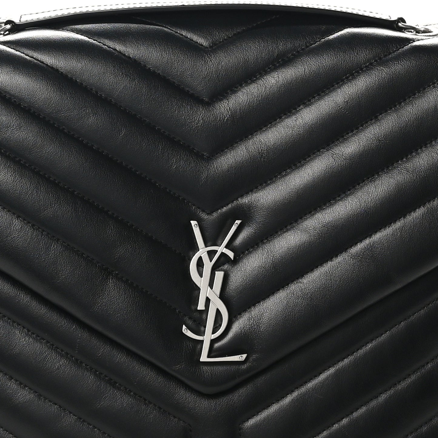 Calfskin Y Quilted Monogram Large Loulou Chain Satchel Black