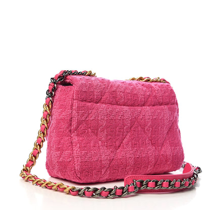 Chanel Tweed Quilted Medium 19 Flap Pink 2 of 10