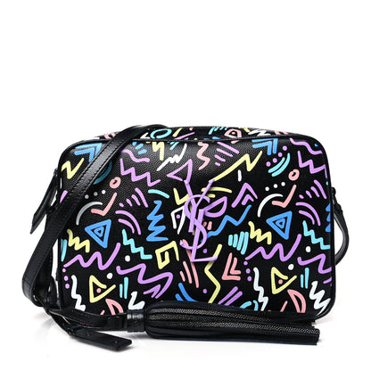 Saint Laurent Grain De Poudre Medium Classic Monogram Multicolor Graphic Print Lou Camera Bag Black 1 of 9