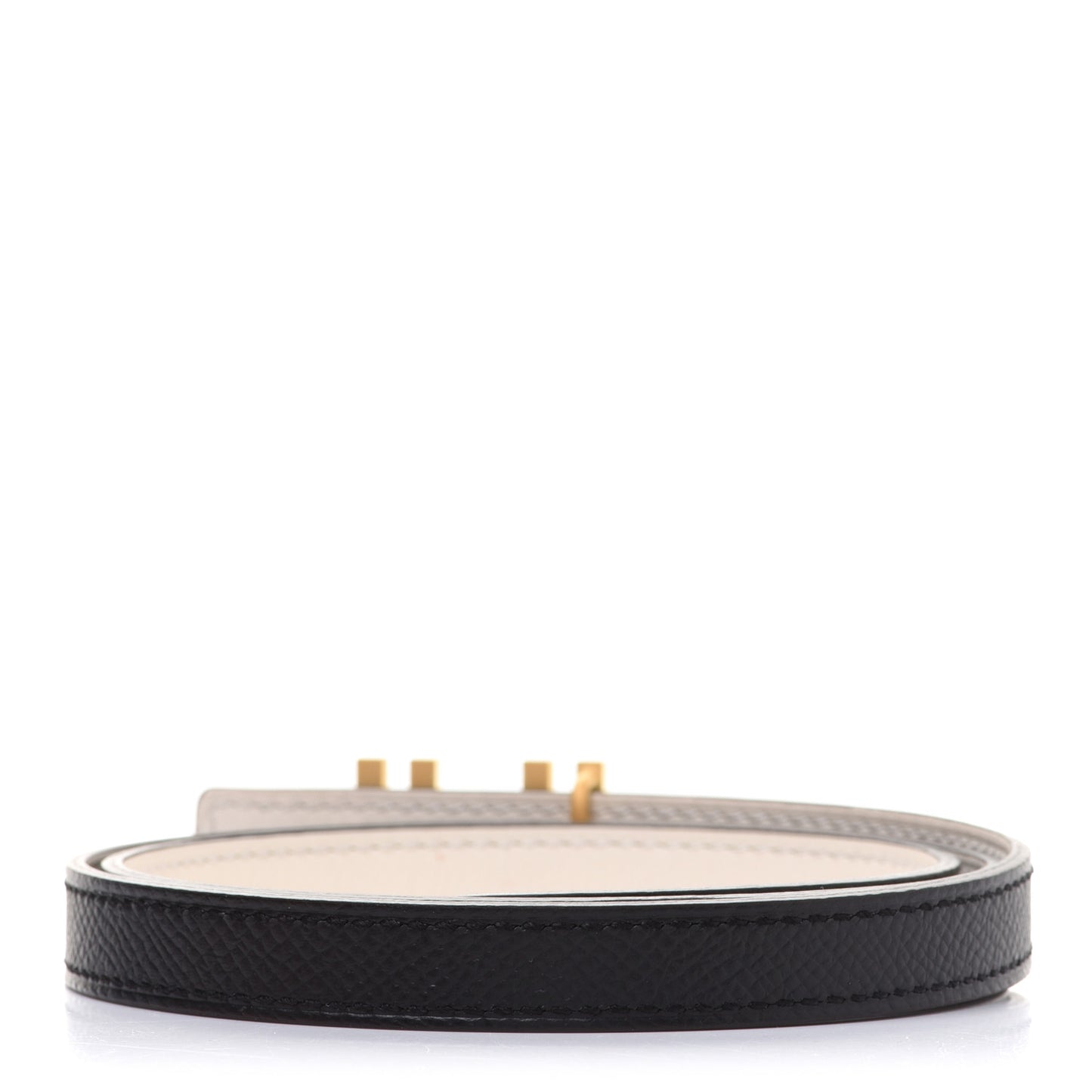 Swift Epsom Lacquered Metal 13mm Au Carre Double H Belt 70 White Black