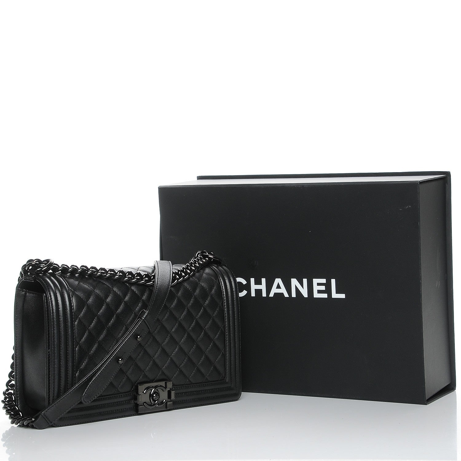 Chanel Caviar Quilted New Medium Boy Flap So Black 8 of 8