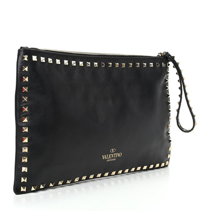 Valentino Garavani Vitello Large Rockstud Zip Wristlet Pouch Black 3 of 6