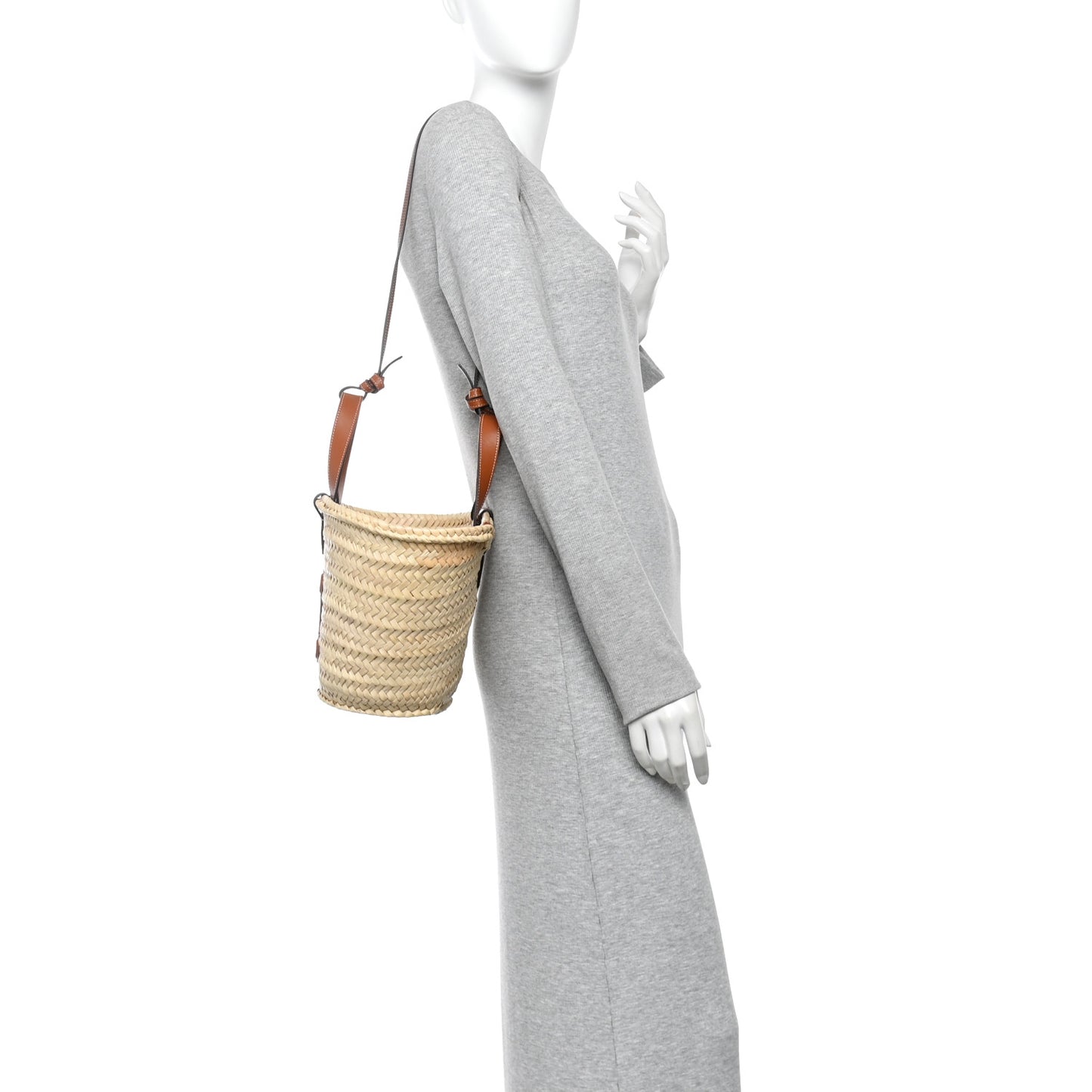 Raffia Calfskin Triomphe Teen Panier Tan