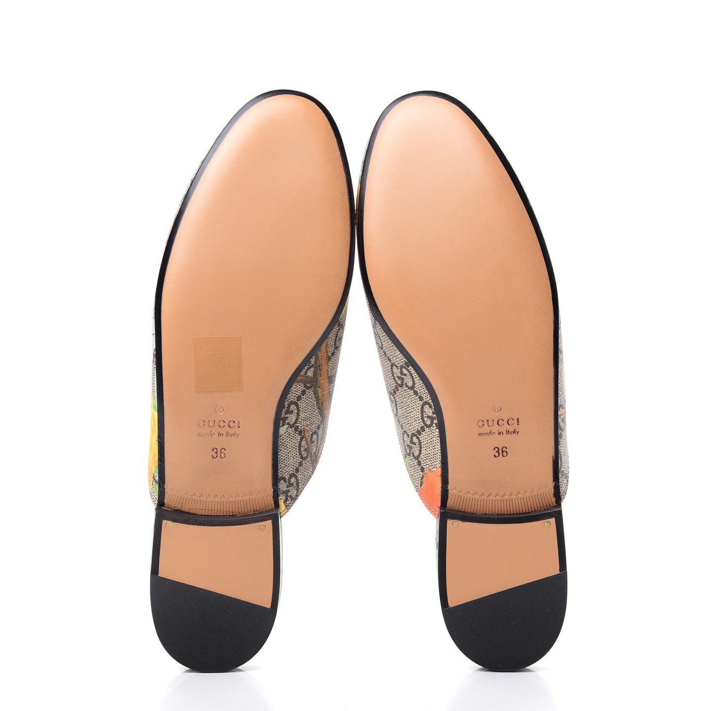 GG Supreme Monogram Tian Womens Princetown Slippers 36 Beige Ebony Multicolor