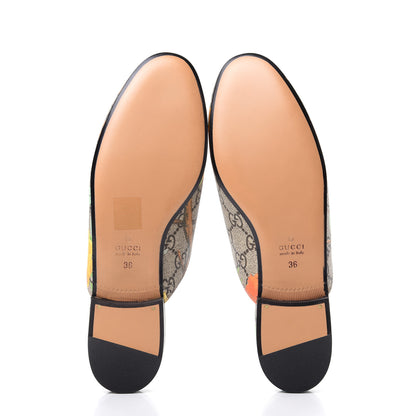 Gucci GG Supreme Monogram Tian Womens Princetown Slippers 36 Beige Ebony Multicolor 6 of 11