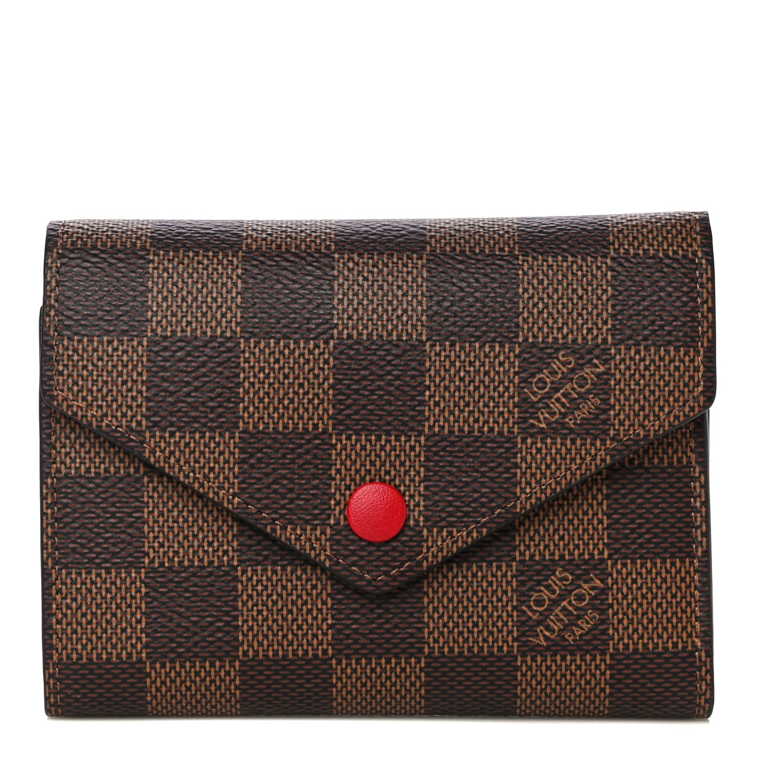 Louis Vuitton Damier Ebene Victorine Wallet Red 1 of 12