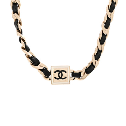 Chanel Metal Lambskin CC Square Choker Gold Black White 1 of 6