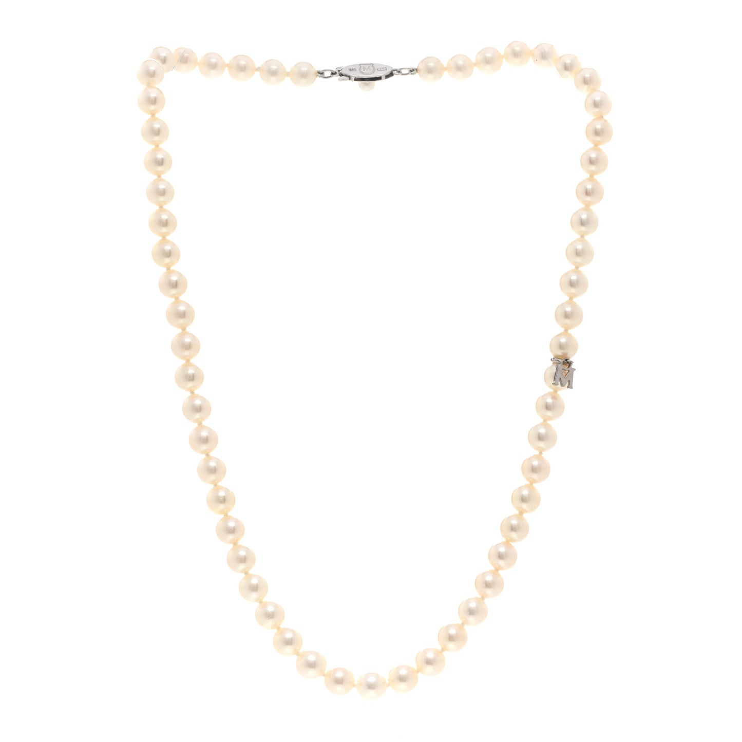 10K White Gold Akoya Cultured Pearl 6mm Strand Necklace 16"