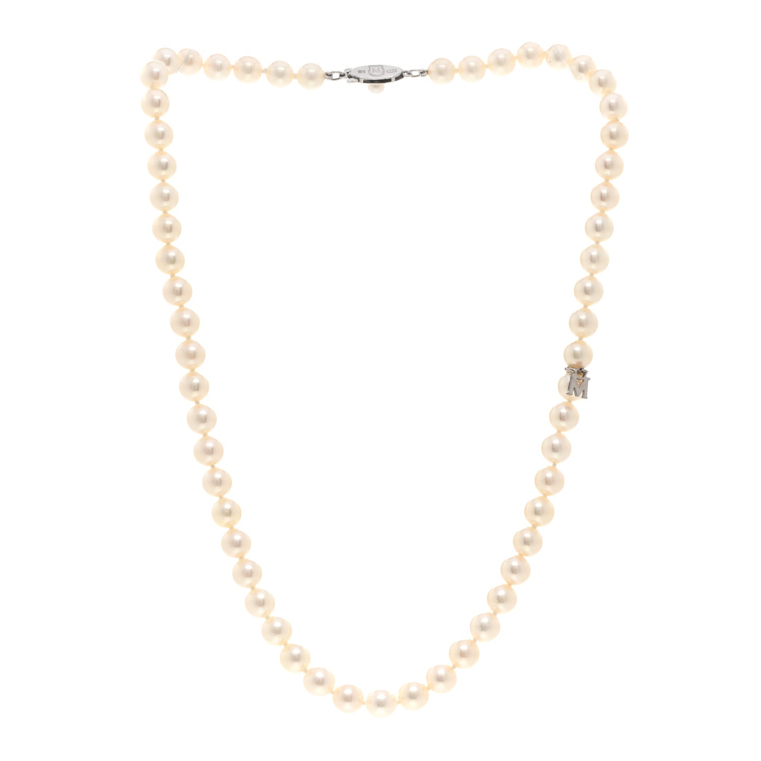 Mikimoto 10K White Gold Akoya Cultured Pearl 6mm Strand Necklace 16" 3 of 4