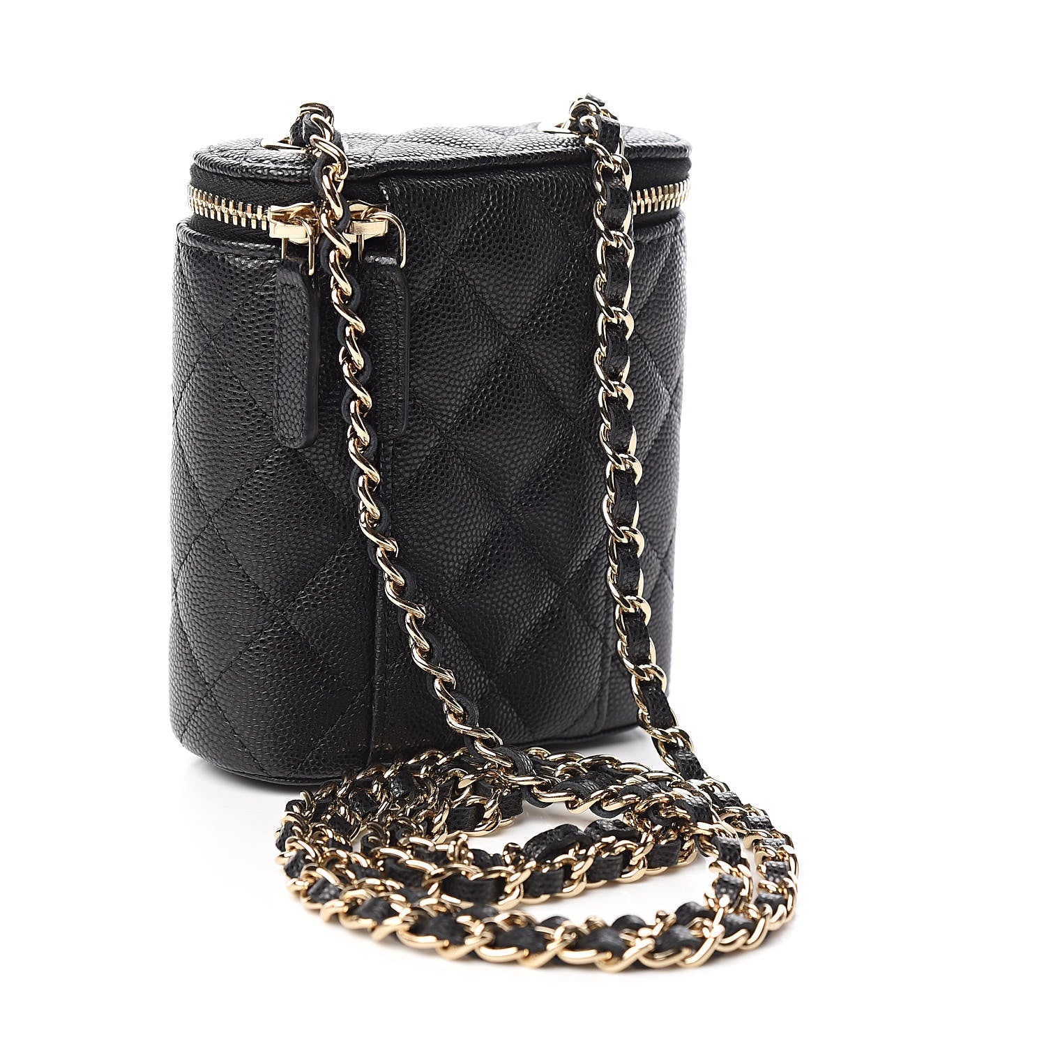 Chanel Caviar Quilted Small Vertical Coco Beauty Vanity Case With Chain Black 3 of 10