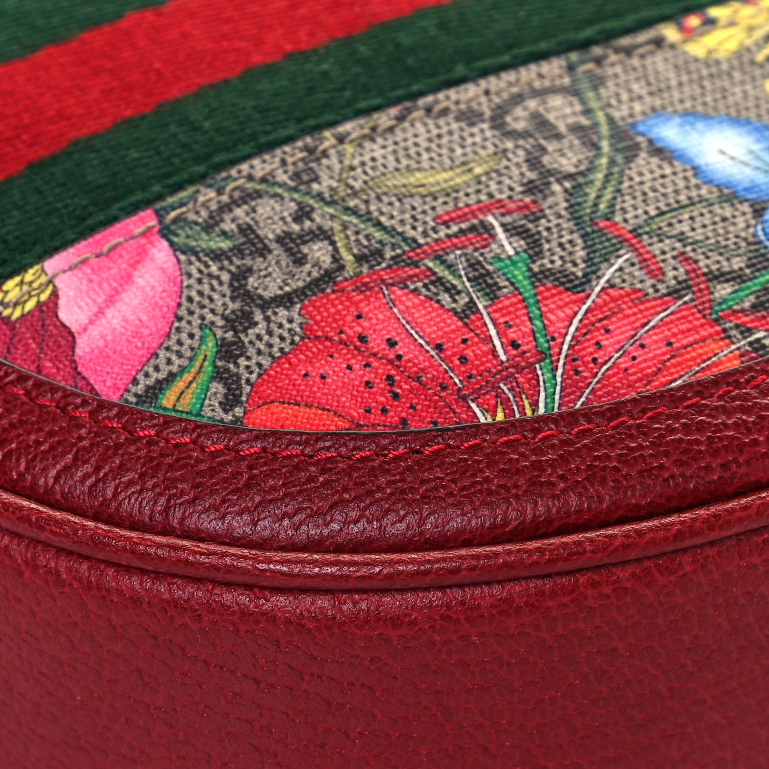 Gucci GG Supreme Monogram Web Flora Mini Ophidia Round Backpack Red 9 of 12