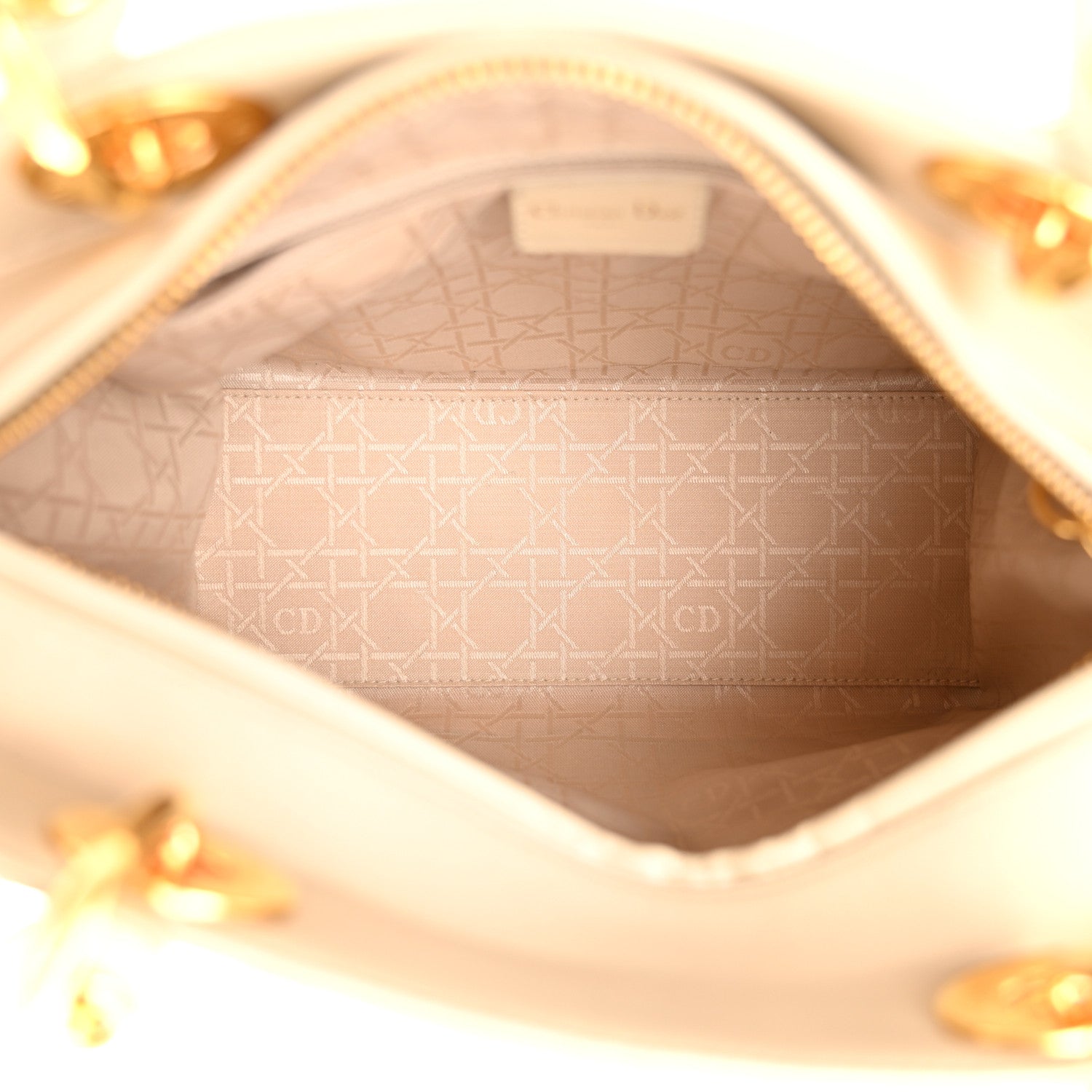 Christian Dior Lambskin Cannage Medium Lady Dior Beige 5 of 13