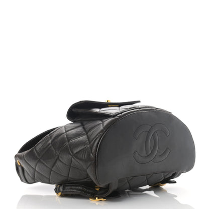 Chanel Lambskin Quilted Drawstring Backpack Black 4 of 13