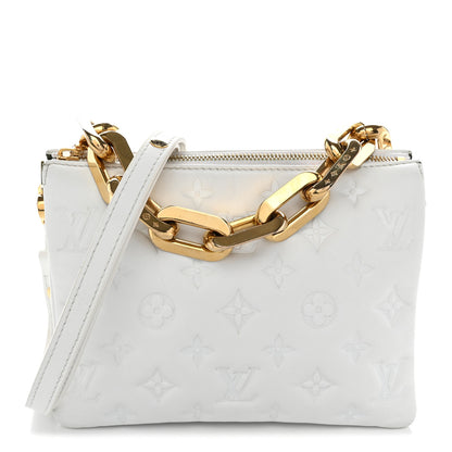 Louis Vuitton Lambskin Embossed Monogram Coussin BB White 1 of 11