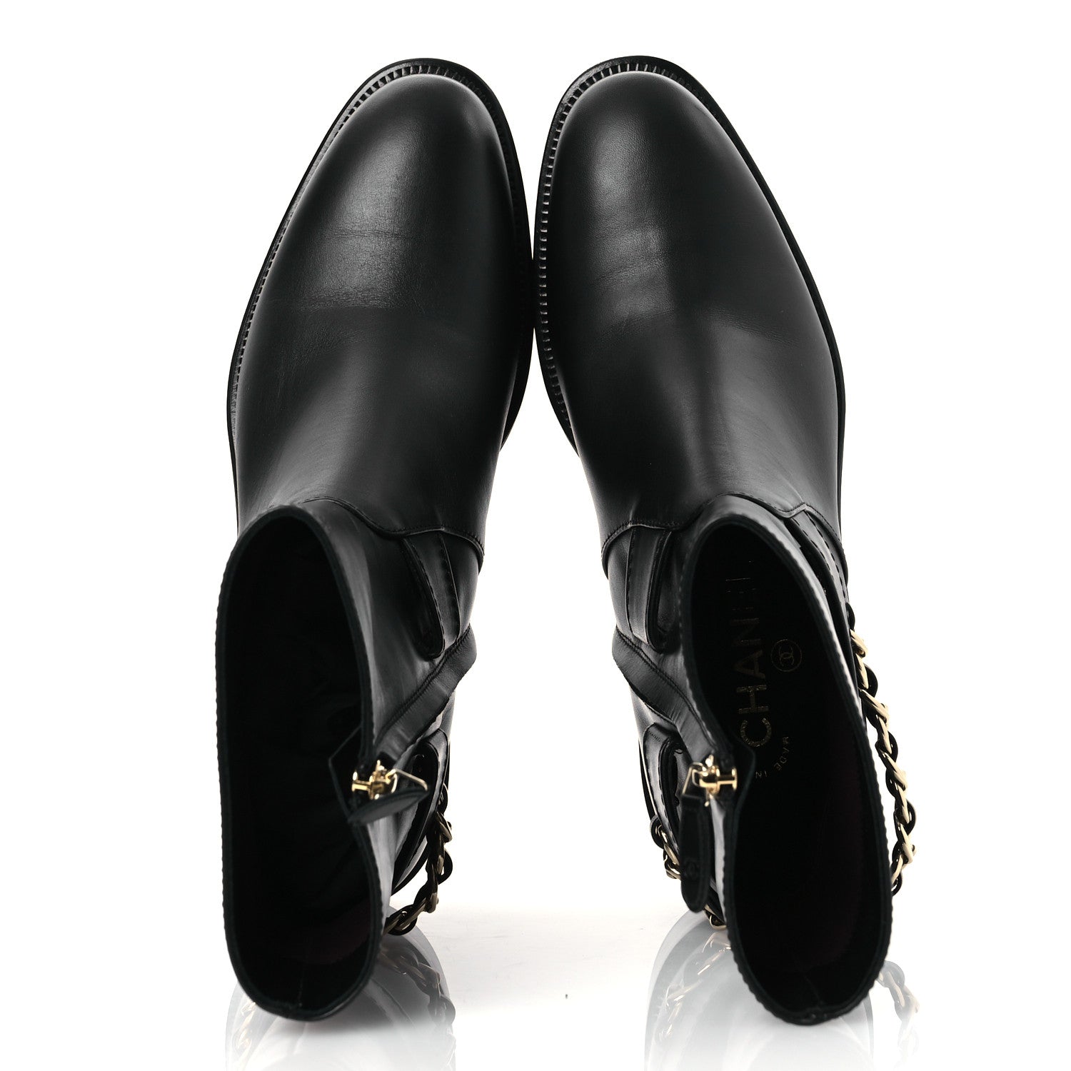 Chanel Calfskin Chain Short Boots 37.5 Black 2 of 13