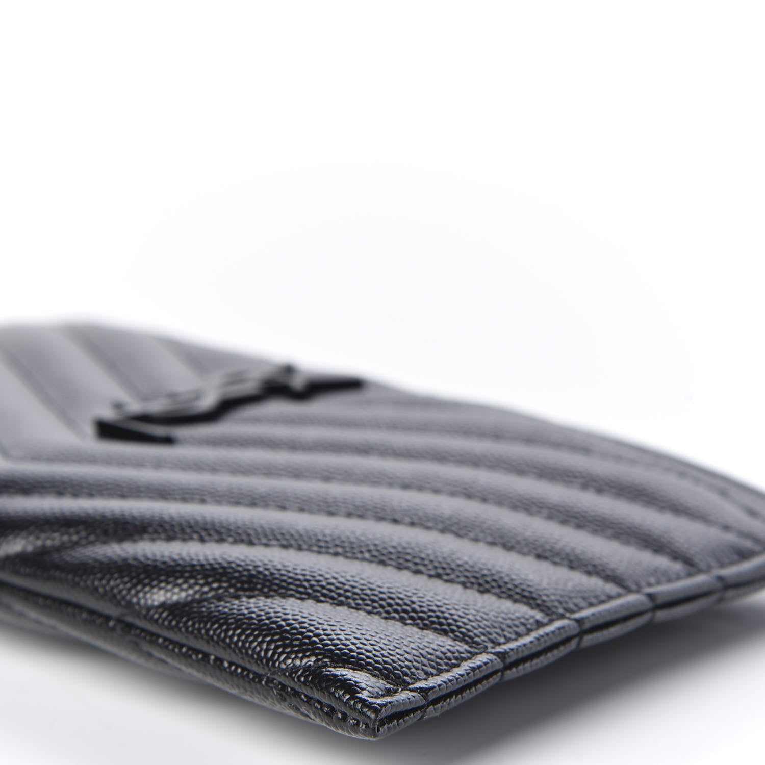 Saint Laurent Grain De Poudre Chevron Monogram Bill Pouch Black 6 of 8