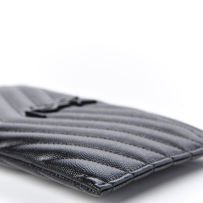 Saint Laurent Grain De Poudre Chevron Monogram Bill Pouch Black 6 of 8