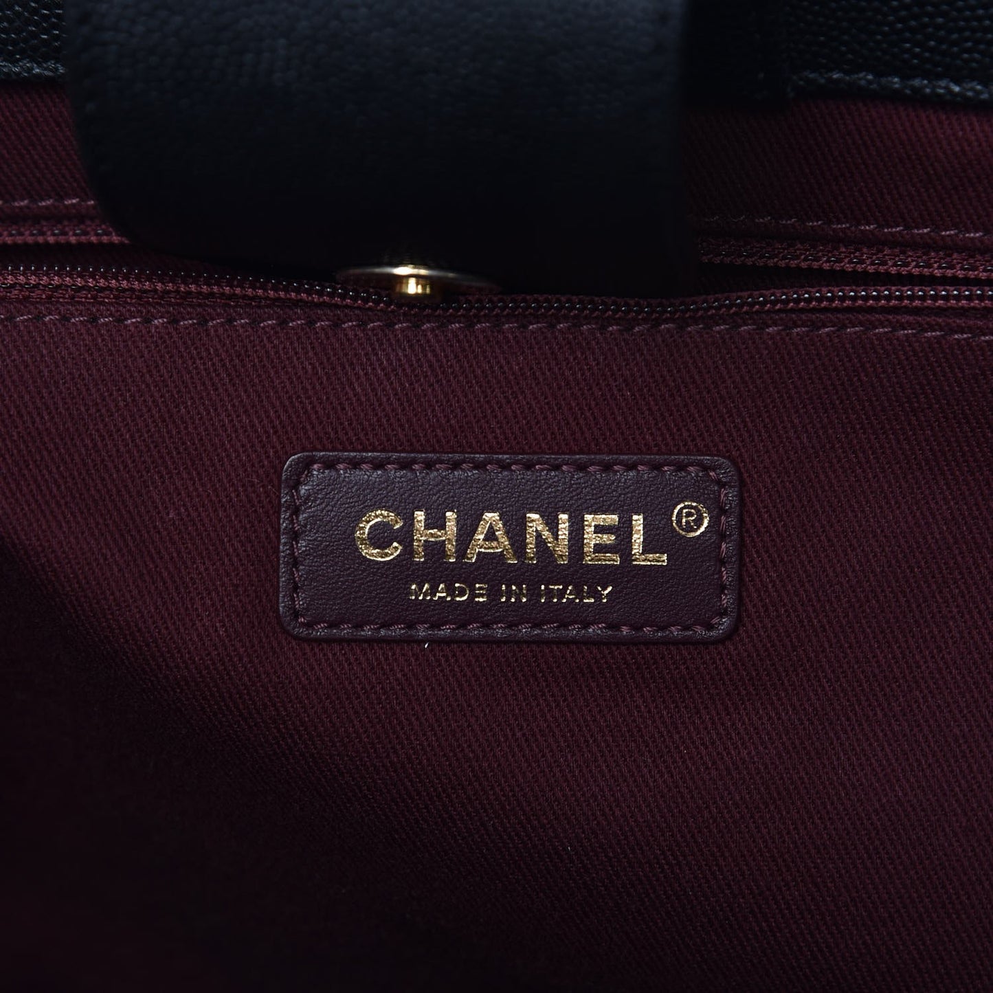 Caviar Quilted Large Coco Handle Shopping Tote Black