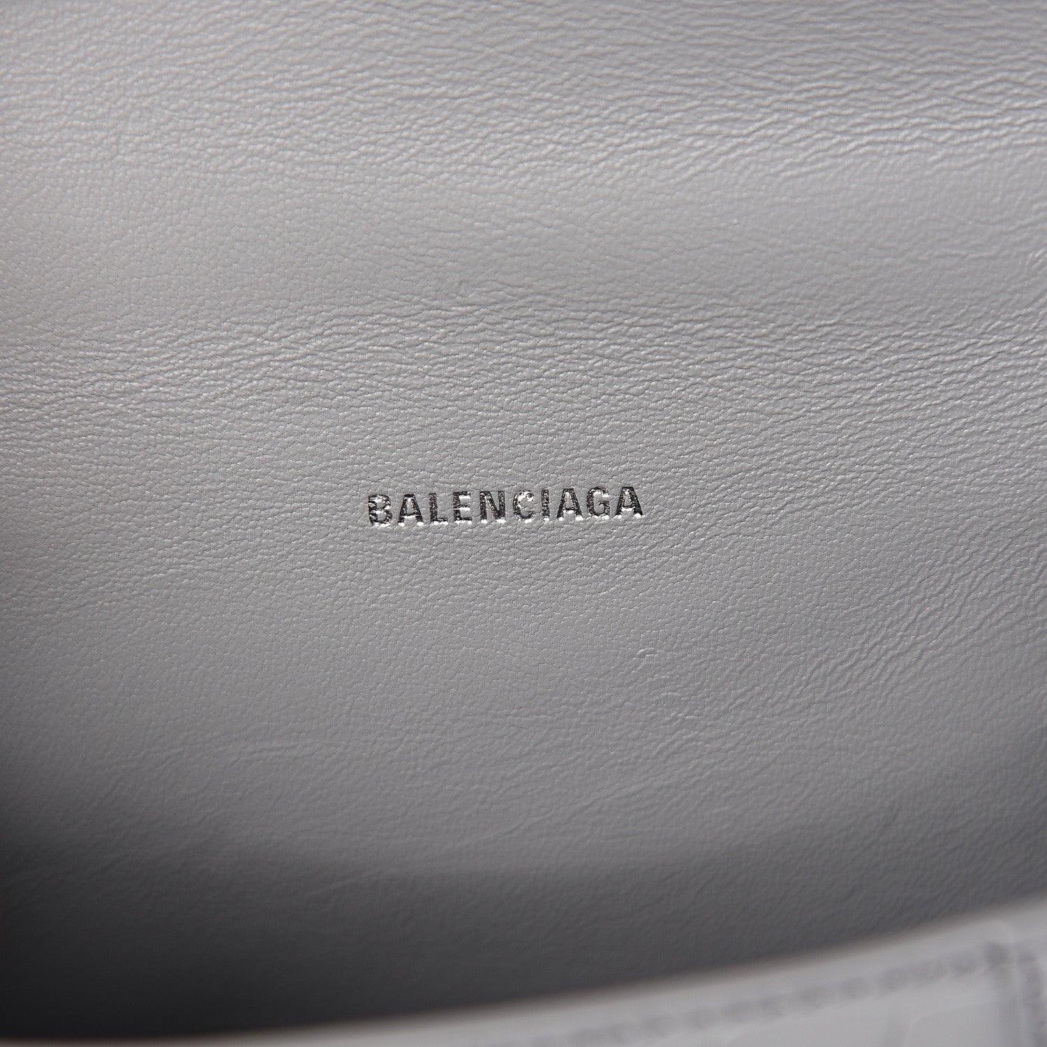 Balenciaga Shiny Calfskin Crocodile Embossed Hourglass Top Handle Bag XS Balenciaga Grey 5 of 10