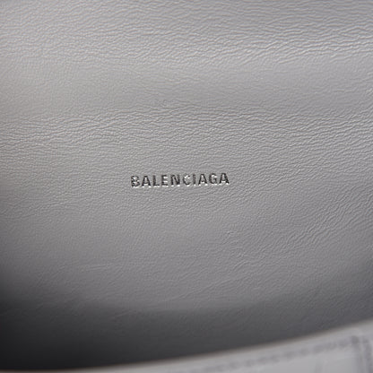 Balenciaga Shiny Calfskin Crocodile Embossed Hourglass Top Handle Bag XS Balenciaga Grey 5 of 10