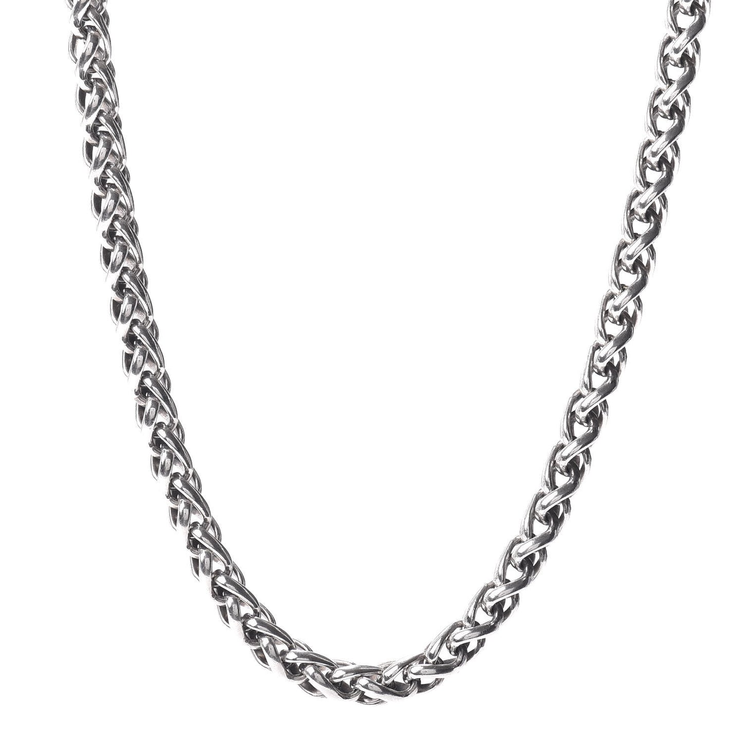 Sterling Silver 14K Yellow Gold 6mm Wheat Chain Necklace