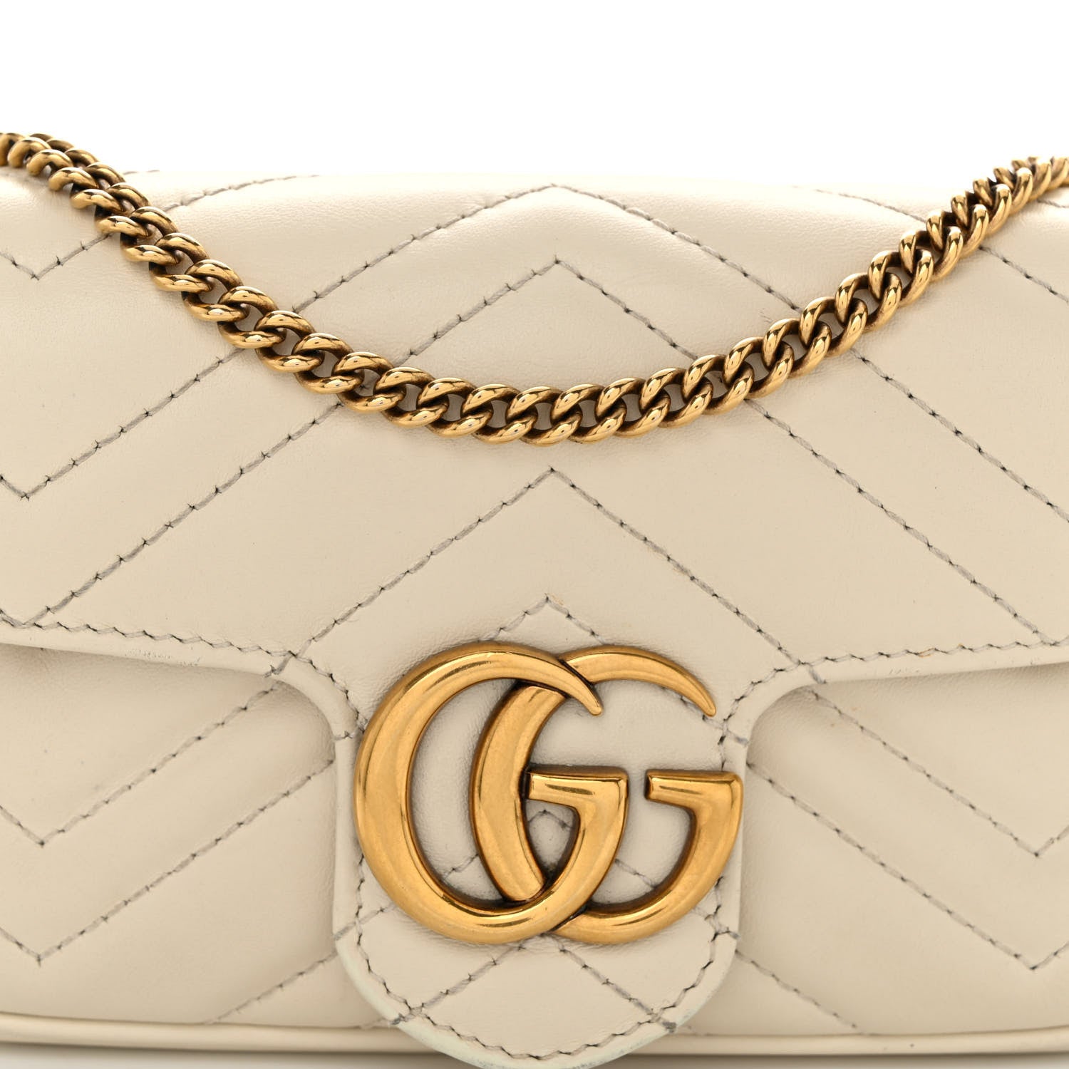 Gucci Calfskin Matelasse Super Mini GG Marmont Shoulder Bag White 8 of 12