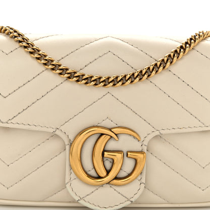 Gucci Calfskin Matelasse Super Mini GG Marmont Shoulder Bag White 8 of 12